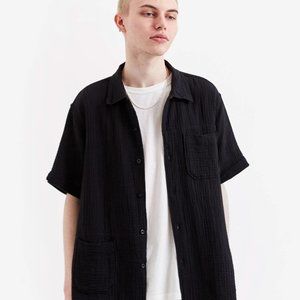 ENGINEERED GARMENTS Black Short Sleeve Camp Shirt Made in The USA S
